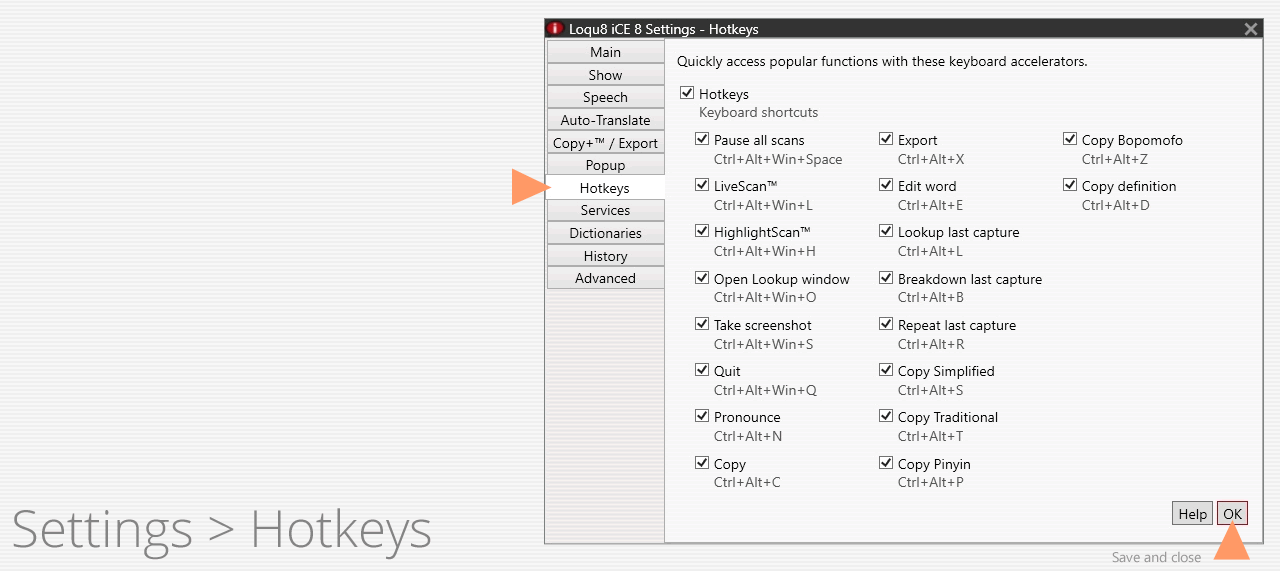 Settings > Hotkeys